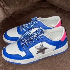 Vintage Havana Blue and Pink Sneakers with Silver Star